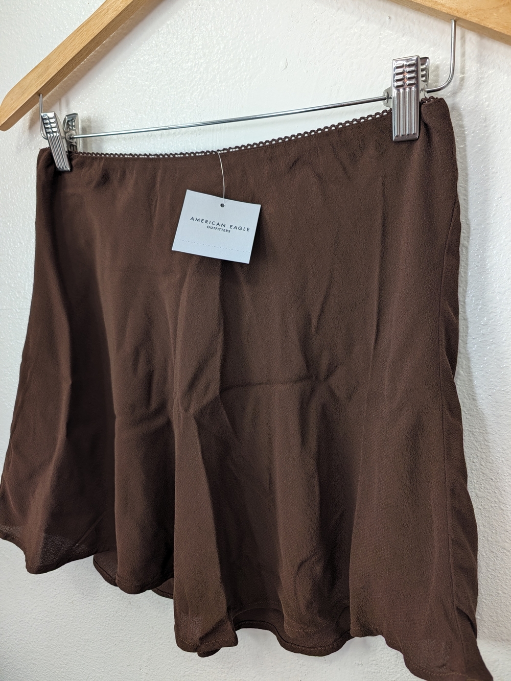 American Eagle Outfitters Chocolate Satin Mini Skirt